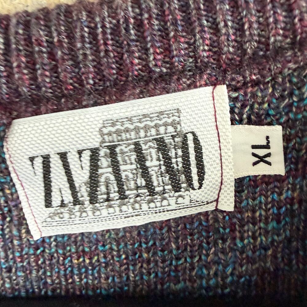 Vtg Grandpa Sweater Geometric Knit Purple‎ Abstract 90s Ziziano USA Made Mens XL - Picture 5 of 8